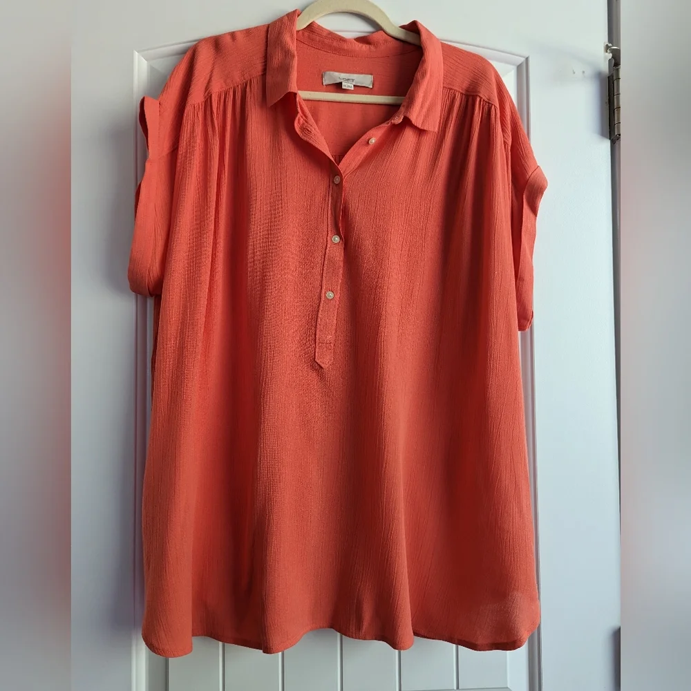 Loft Dolman Henley Coral Top Sz XXL - Picture 2 of 7